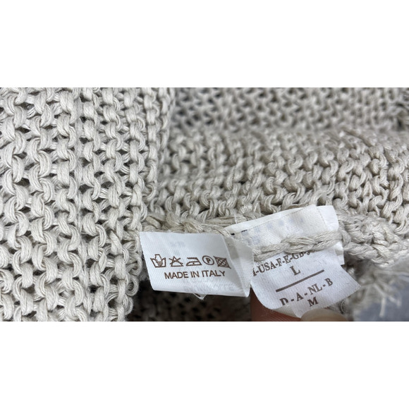 Brunello Cucinelli Sweater Womens Large Beige Cotton Knit Fringe Made in Italy - Picture 11 of 16